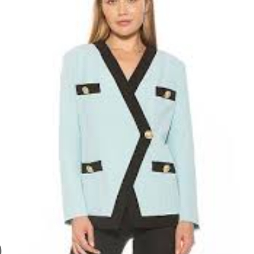 Alexia Admor Light Blue Blazer with Black Trim